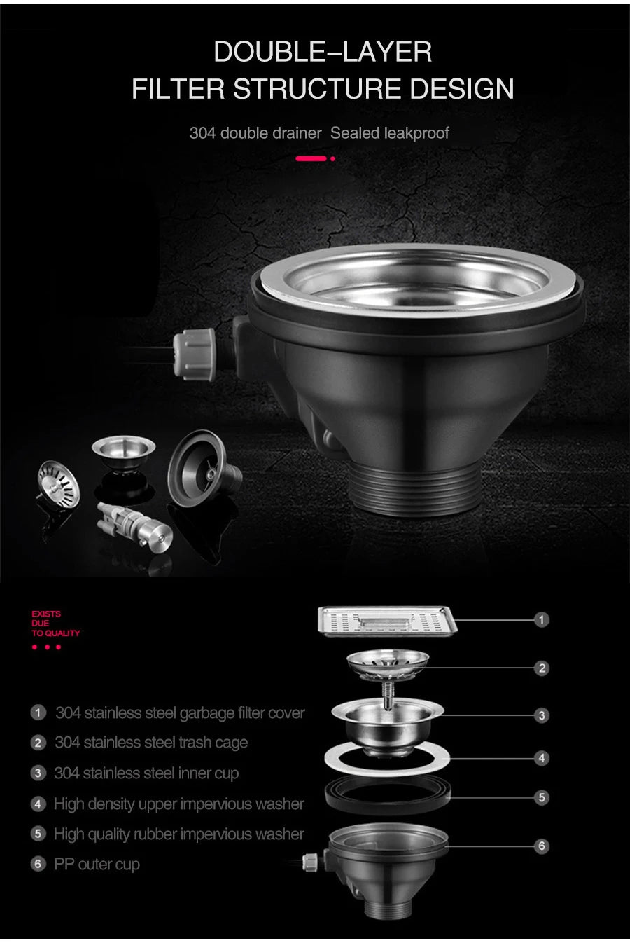 Nanometer Black Hidden Cup Rinser Bar kitchen Sink SUS 304 Stainless Steel Handmade Cup Washer Bar kitchen Sinks With Trash Can