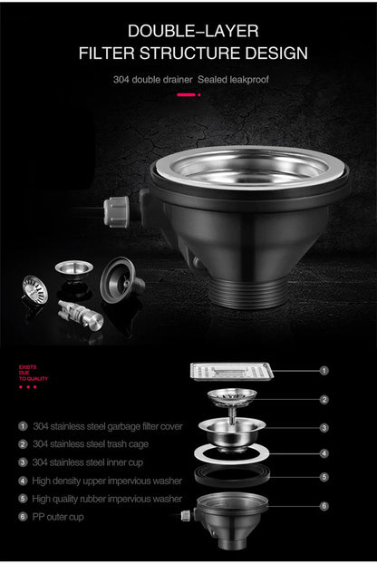 Nanometer Black Hidden Cup Rinser Bar kitchen Sink SUS 304 Stainless Steel Handmade Cup Washer Bar kitchen Sinks With Trash Can