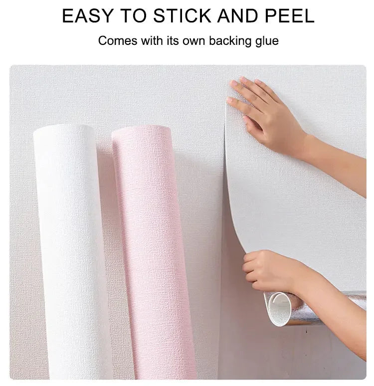 10 m 3D verdickte selbstklebende Tapete Leinen schlicht Kieselalgen Schlamm Wandaufkleber Farbe Dekor Renovierung Antikollision Home Decor