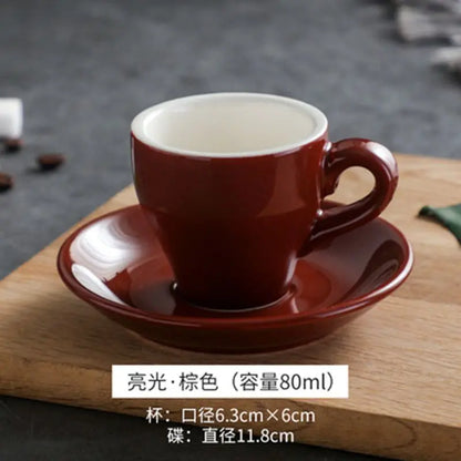 Thickened Ceramic Coffee Cup Set 80ML Italian Espresso Cup Plate Small Cup Colorful with Plate Spoon Drinkware.