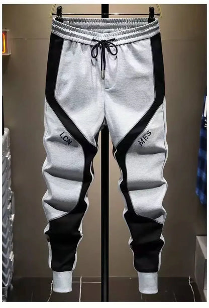 Lässige Herrenhose, koreanische trendige, locker sitzende Hose für dicke Leute, Herren-Jogginghose mit Gürtel und Spleißen.