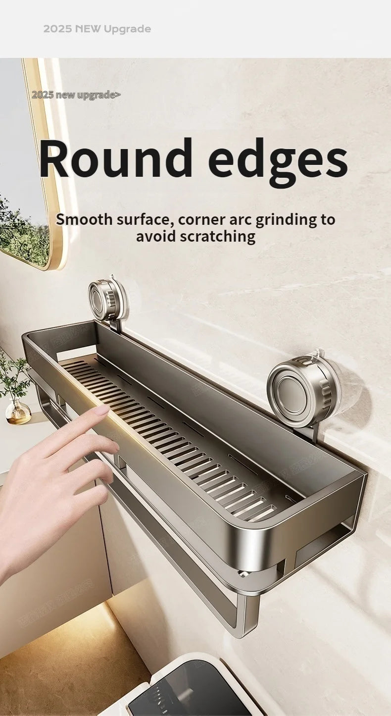 Kein Bohren Saugnapf Saug Badezimmerregal an der Wand Badezimmerregal Toilettenraum Aluminium Hängeregal Badezimmer Organizer Hängen