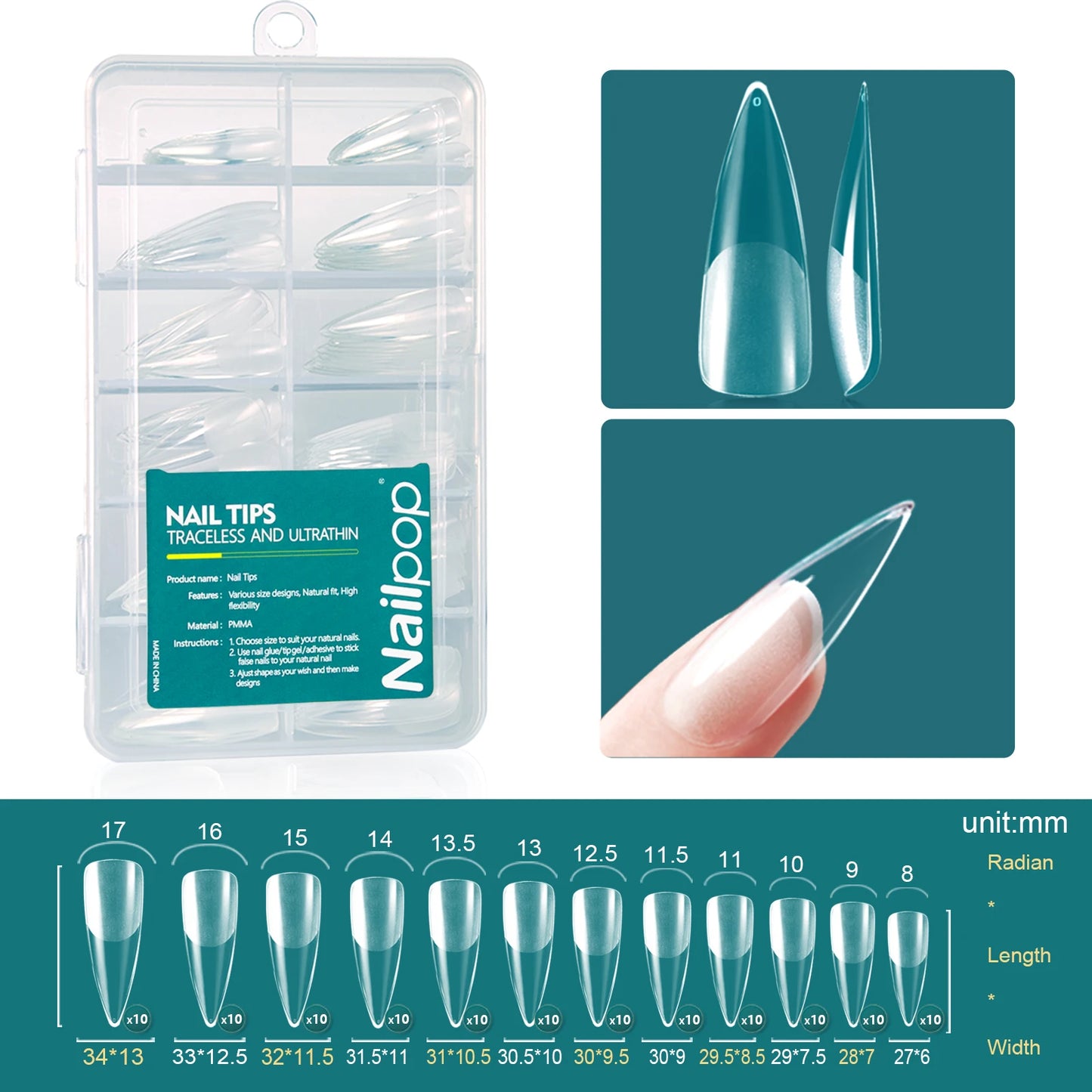 Nailpop 120pcs Acrylic Nails Fake Capsule Short Almond Coffin Square Artificial Nail Extension Soft Gel Tips Accessories Tools.