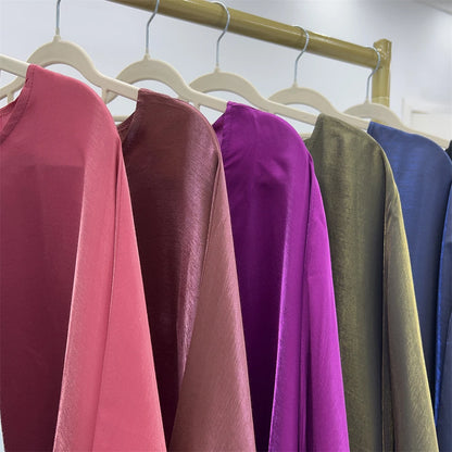 Ramadan Satin Abaya Islam Muslim Summer Batwing Sleeve Maxi Dress Kebaya Abayas For Women Kaftan Robe Musulmane Femme Vestidos
