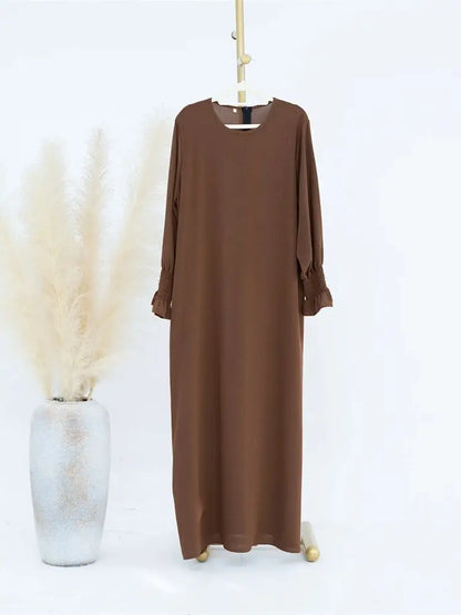 Eid Jersey Solid Modest Under Abaya Dubai 2024 Palestine Women Islamic Clothing Muslim Kaftan Inner Dresses Robe Femme Musulmane