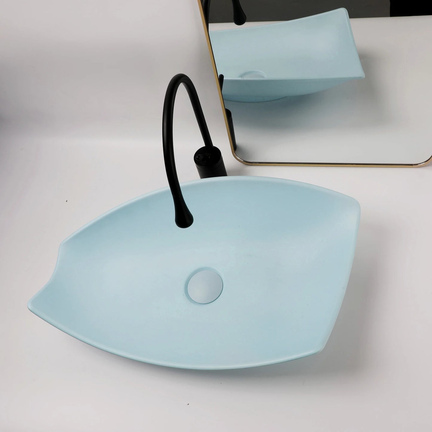 KEMAIDI Waschbecken-Set für Badezimmer, blaues Waschbecken, Deckmontage, Waschtisch-Waschbecken mit einem Griff, Aufsatzwaschbecken-Wasserhahn-Kombination