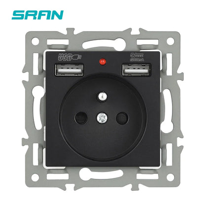 SRAN F6 Serie mehrere Rahmen schwarze Panel aus gehärtetem Glas, EU FR UN-Steckdosen und Schalter Dimmer-Lüfter-Fußlampe Rj45 RJ11Module DIY
