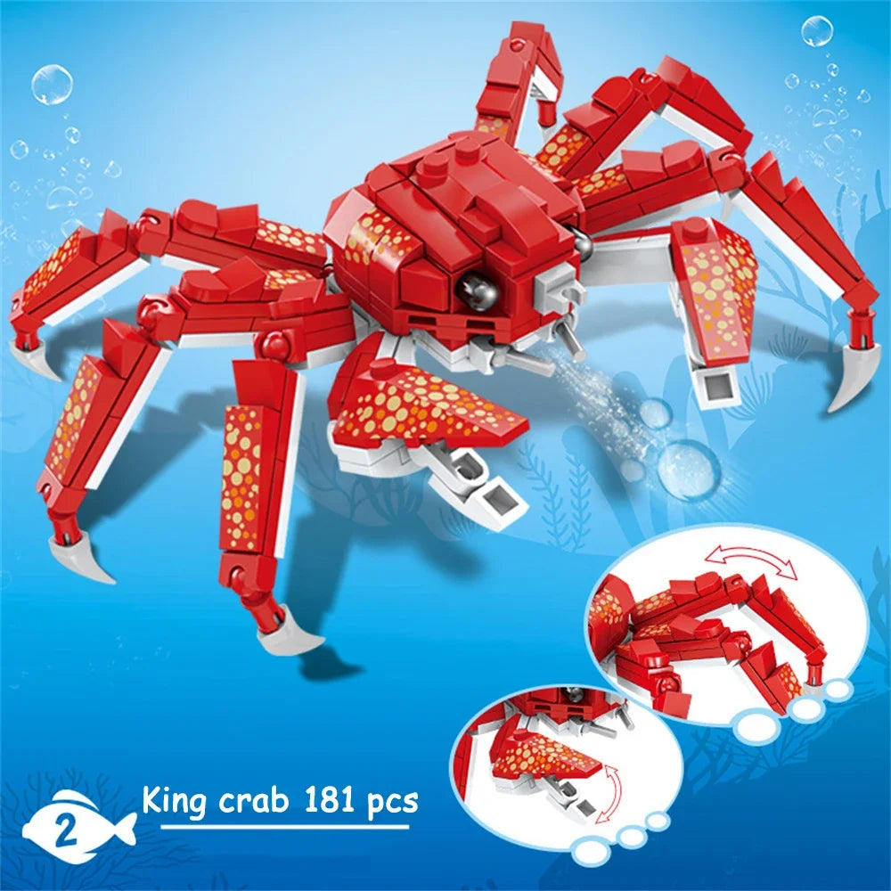 King crab Realistic Educational Ocean Creature Model Building Blocks Toys Easy Assembly,Ideal Holiday Gift for Kids Birthday.