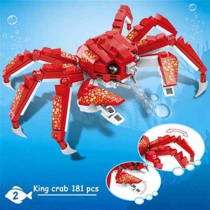 King crab Realistic Educational Ocean Creature Model Building Blocks Toys Easy Assembly,Ideal Holiday Gift for Kids Birthday.