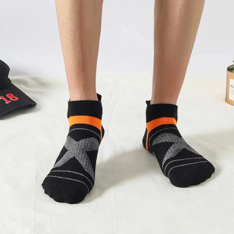 5 Pairs High Quality Socks Men Summer Outdoor Casual Cotton Socks Short Breathable Black Ankle Socks Run Sports Socks Size 38-45.