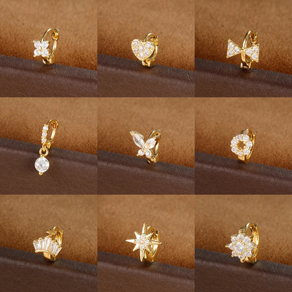 1Pc Stainless Steel Small CZ Hoop Cartilage Earrings Tiny Cross Tragus Rook Daith Earring Tragus Helix Rook Ear Piercing Jewelry.