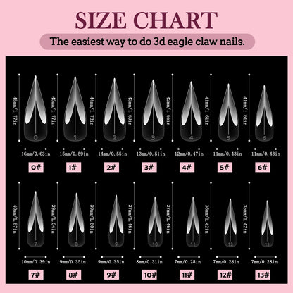 New Eagle Claw Nail-Forms 140pcs Crystal Extension Tips For Quick Gel Nails Paperless Nail Art Kit With Claw Shaped Design Salon.