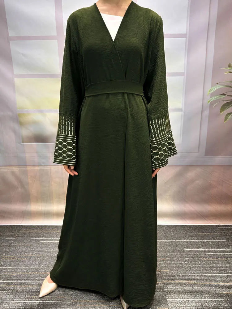 Embroidery Open Modest Kimono Abaya Dubai Luxury Islam Muslim Kaftan Modal Dress Arabic Abayas Women Kebaya Robe Femme Musulmane
