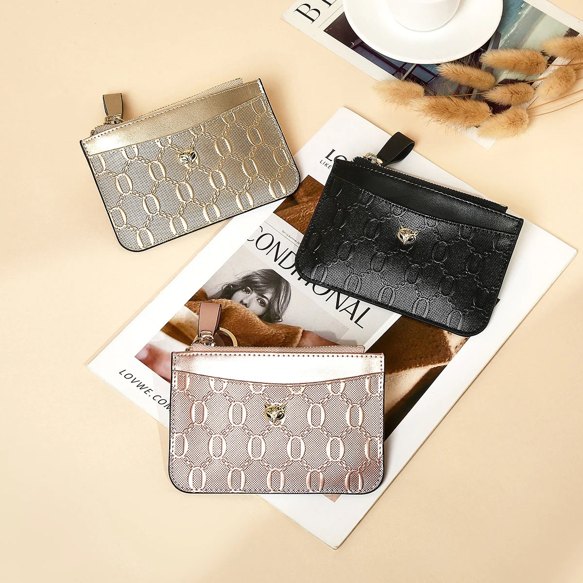 FOXER Split Leather Women's Card Holder Wallet Fashion Anti-theft Thin Wallet Mini Clutch Bag Ladies Short Coin Wallet Purse.