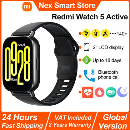Xiaomi Redmi Watch 5 Active Smart Watch, Bluetooth Call, 2" LCD Display, All Day Heart Rate Blood Oxygen Monitoring Smartwatch.