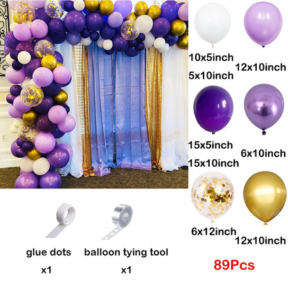 139 Stücke Dunkellila Licht Ballon Girlande Bogen Kit Metall Lila Gold Latex Ballons Hochzeit Party Braut Baby Dusche Geburtstag Dezember