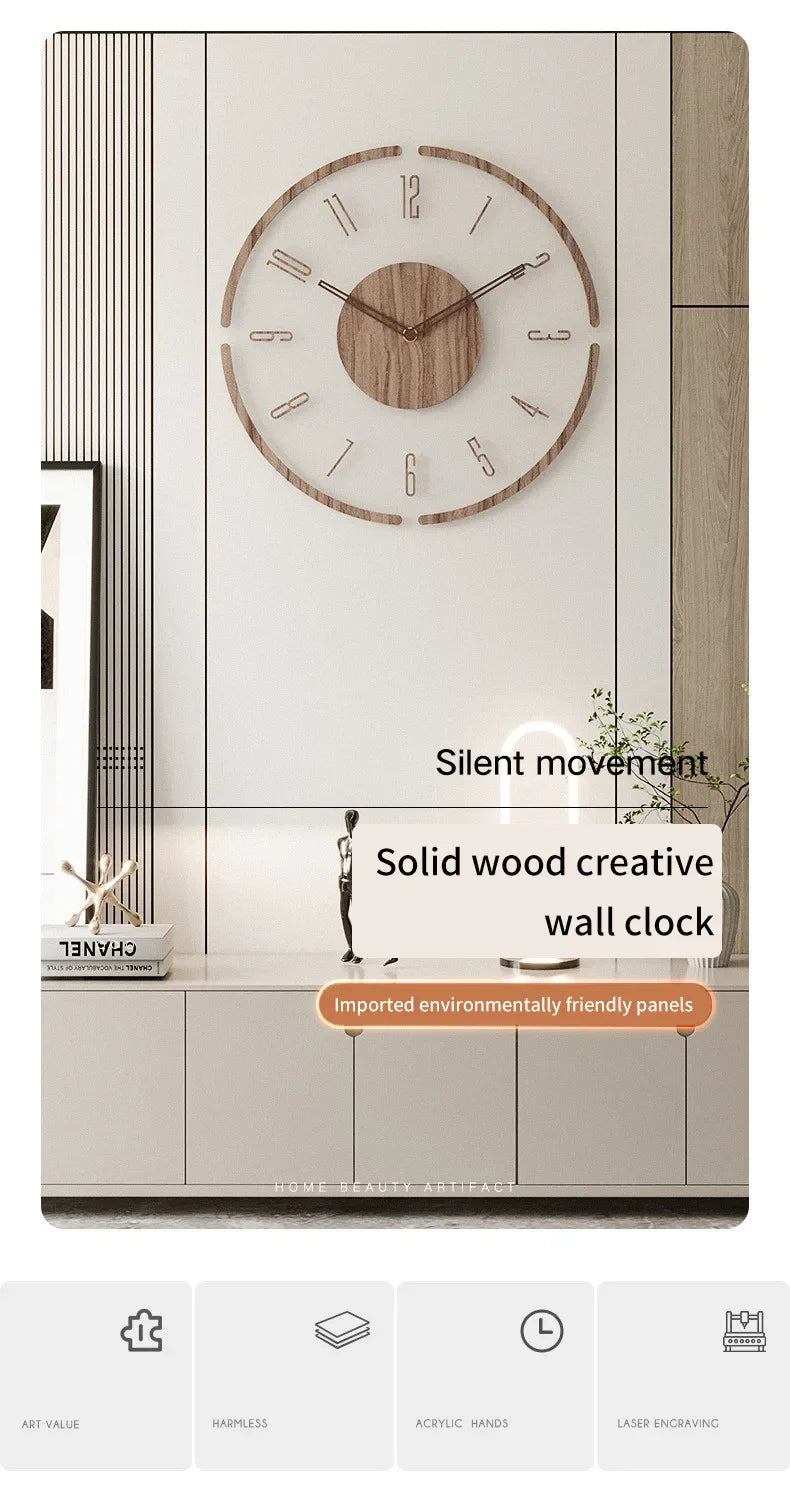 35 cm Wanduhr Wohnkultur Massivholz Kreative Stille Quarzuhr Wohnzimmer Dekoration Stumm Nordic Wanduhr X-Space