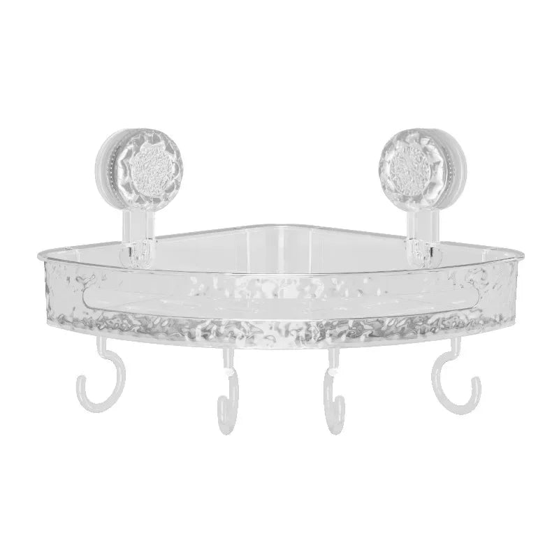 Eckregal mit gewelltem, nicht perforiertem Saugnapf, für Badezimmer, WC, Stativ, Duschregal, Wandmontage, Handtuch-Organizer, platzsparend