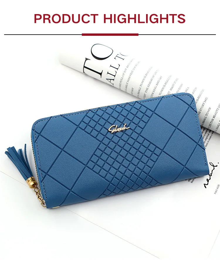 Zipper Money Coin Purse Women Card Holder Long PU Leather Clutch Wallet Large Capacity Lady Wristlet Phone HandBags Money Pocket.