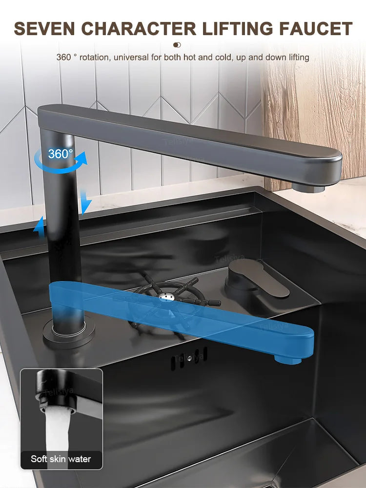 Versteckte Waschbecken aus Edelstahl, Küchenspüle, Bar, kleiner Einzelschlitz mit Deckel, Waschbecken, Balkon, Garten, Wohnmobil