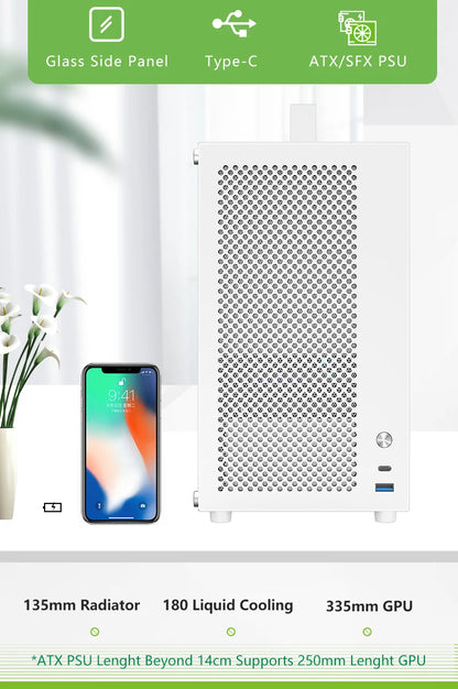 METALFISH S5 MAX Computer Case Gaming PC Chassis Support MATX/ITX 24.5*24.5cm SFX/ATX PSU 135 Mid Tower /180 WaterCooling Cooler.