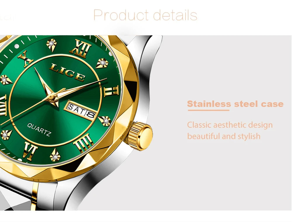 LIGE New Gold Watch Women Watches Ladies Creative Steel Women's Bracelet Watches Female Waterproof Clock Relogio Feminino+BOX.