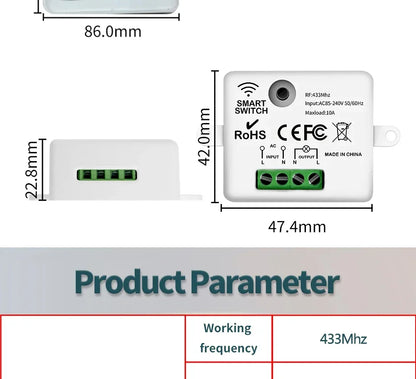 Drahtlose RF433MHz Fernbedienung Smart Switch 110V 220V 10A Relais Empfänger Wand Panel Schalter Led Lampe Fan EIN/AUS Licht Schalter