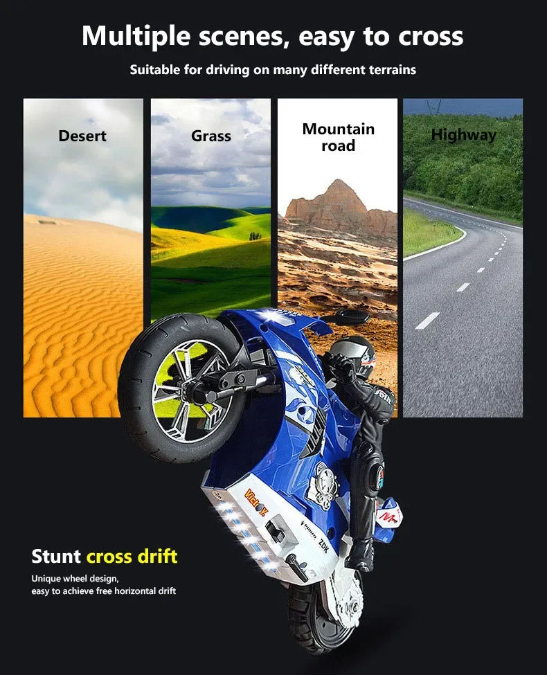 1/6 RC Motorcycle Rc Cars Self-stable Balance Standing on One Wheel Competitive Racing Drift Stunt Electric Motorcycle for Kids.