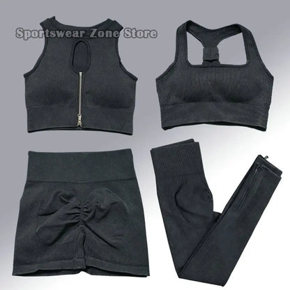 Yoga Suit High Waist Leggings Running Training Tights Sports Outfits Long Sleeve Crop Top Bra Seamless Fitenss Set Fitness Wear