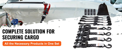 SucceBuy 4 Stück Anhänger-Ratschen-Spanngurte mit gepolsterten Griffen, Haken-Bremsbindegürtel für die Bewegen, Sicherung von Fracht und Motorrädern