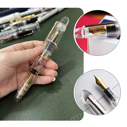 MAJOHN Nr. 8 40-Feder-Acryl-Füllfederhalter P140, groß, transparent, für Erwachsene, Studenten, Farbtinte, großes Fassungsvermögen, Stift zum Schreiben von Schreibwaren.