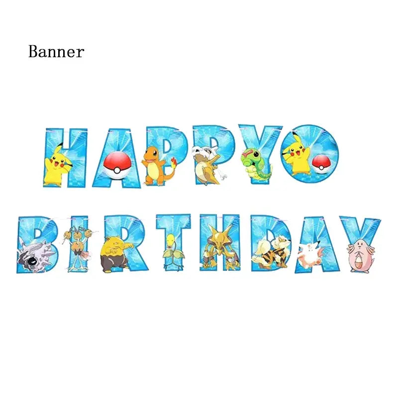Pokemon Thema Geburtstag Party Dekoration Lieferungen Cartoon Pokemon Gehen Geschirr Tassen Teller Pikachu Ballon Für Baby Dusche Gefälligkeiten