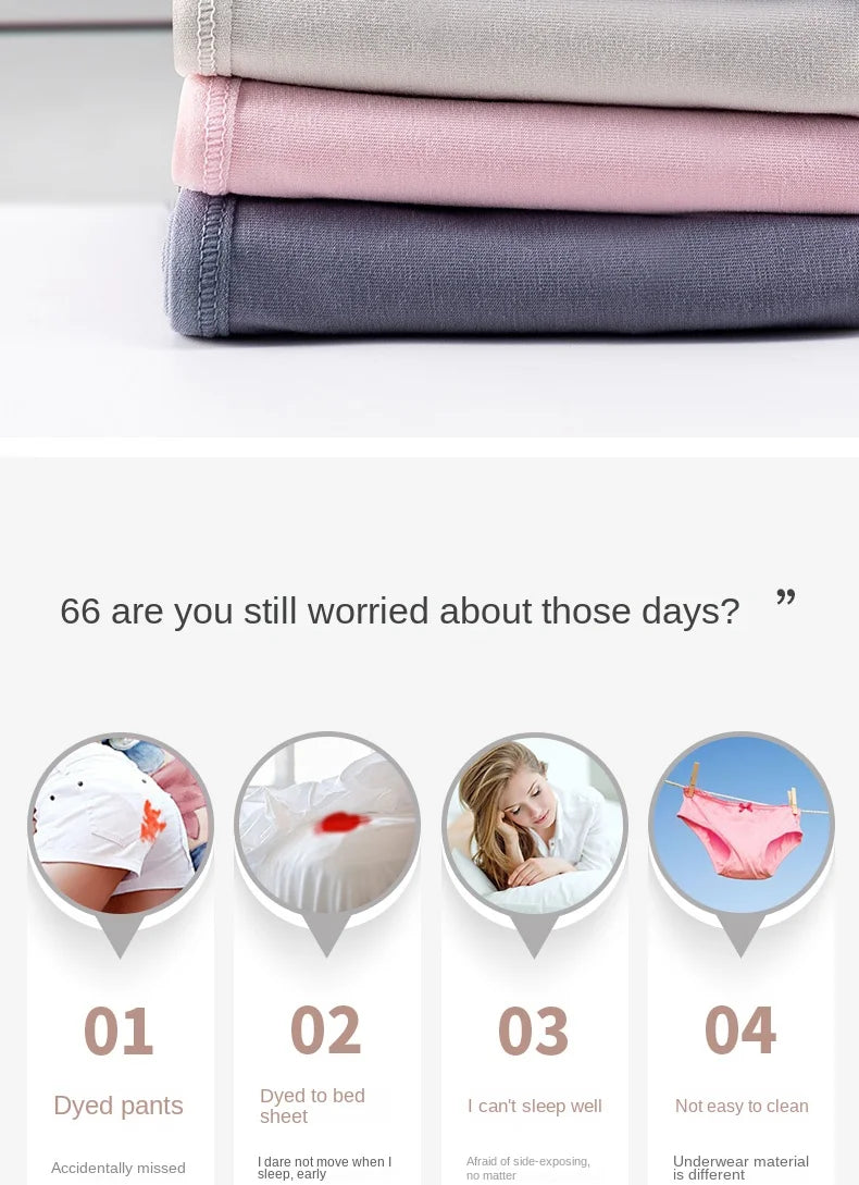 Leak Proof Menstrual Panties Physiological Underwear Womens Comfortable Cotton Panties Breathable Female Waterproof Briefs.