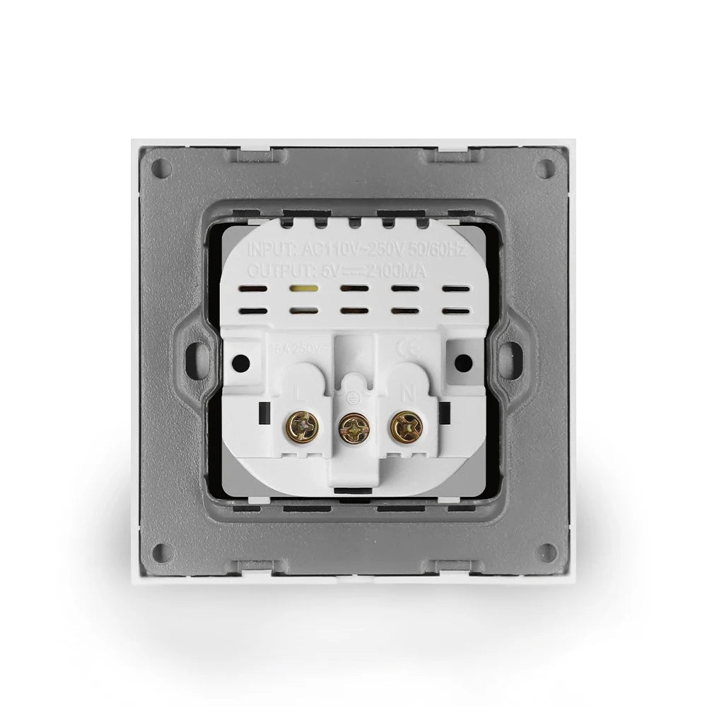 EU-Wand USB-Steckdose, 5V 2,1 A Steckdose, 86mm * 86mm 16a Dual-USB-Anschluss iOS Android-Telefon Ladeans chluss Steckdose.