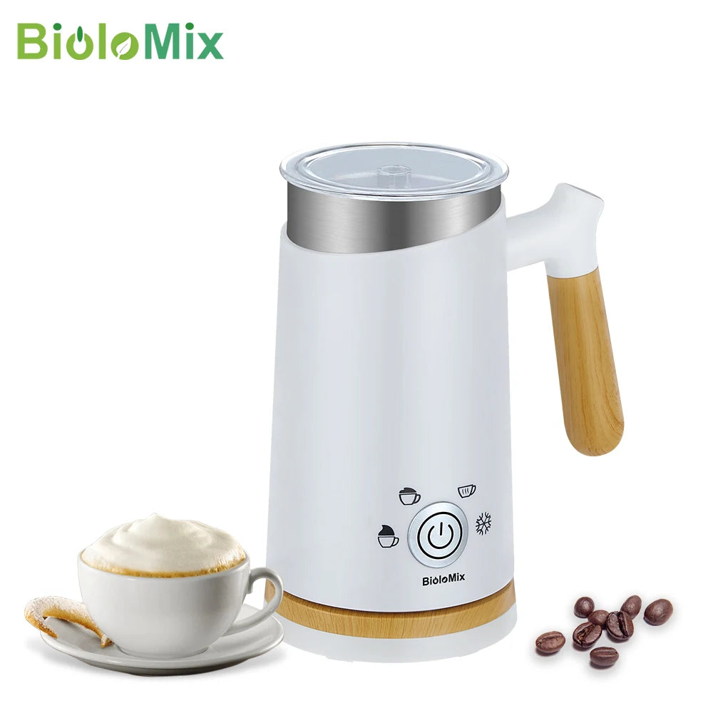 BioloMix NEW Automatic Hot and Cold Milk Frother Warmer for Latte, Foam Maker for Coffee, Hot Chocolates, Cappuccino.