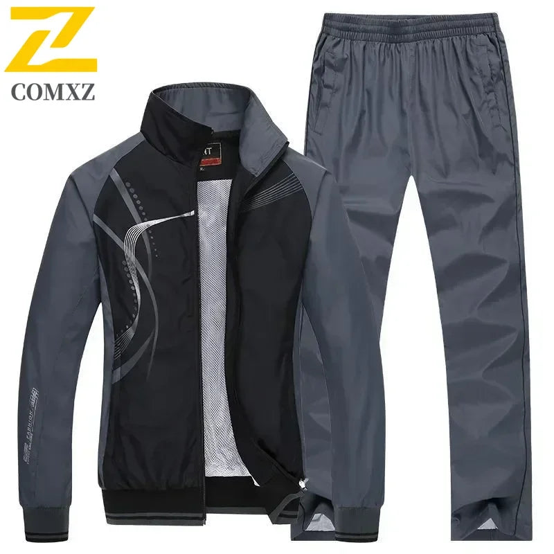 Men Sportswear New Spring Autumn Tracksuit 2 Piece Sets Sports Suit Jacket+Pant Sweatsuit Male Fashion Print Clothing Size L-5XL.