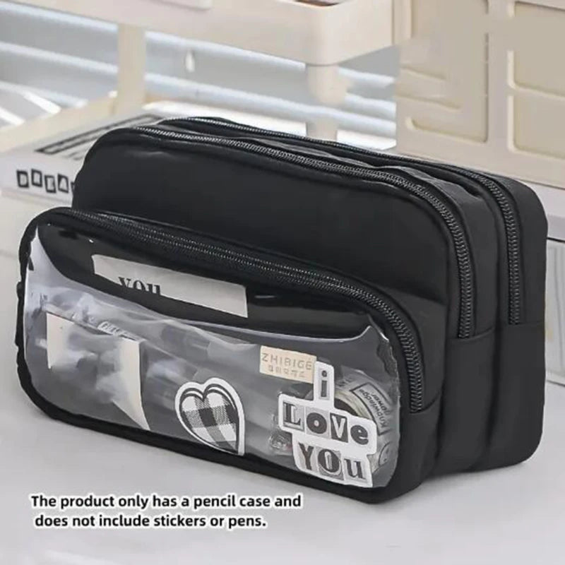 Chic Einfarbig Bleistift Fall Koreanische Einfachheit Transparent Stift Tasche Große Kapazität Organizer Tasche Schule Liefert Schreibwaren tasche