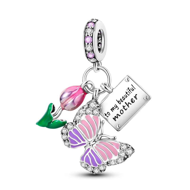 Flowers Series 925 Sterling Silver Sunflowers Tulip Carnation Charms Fit Original Bracelet  For Women Jewelry Making