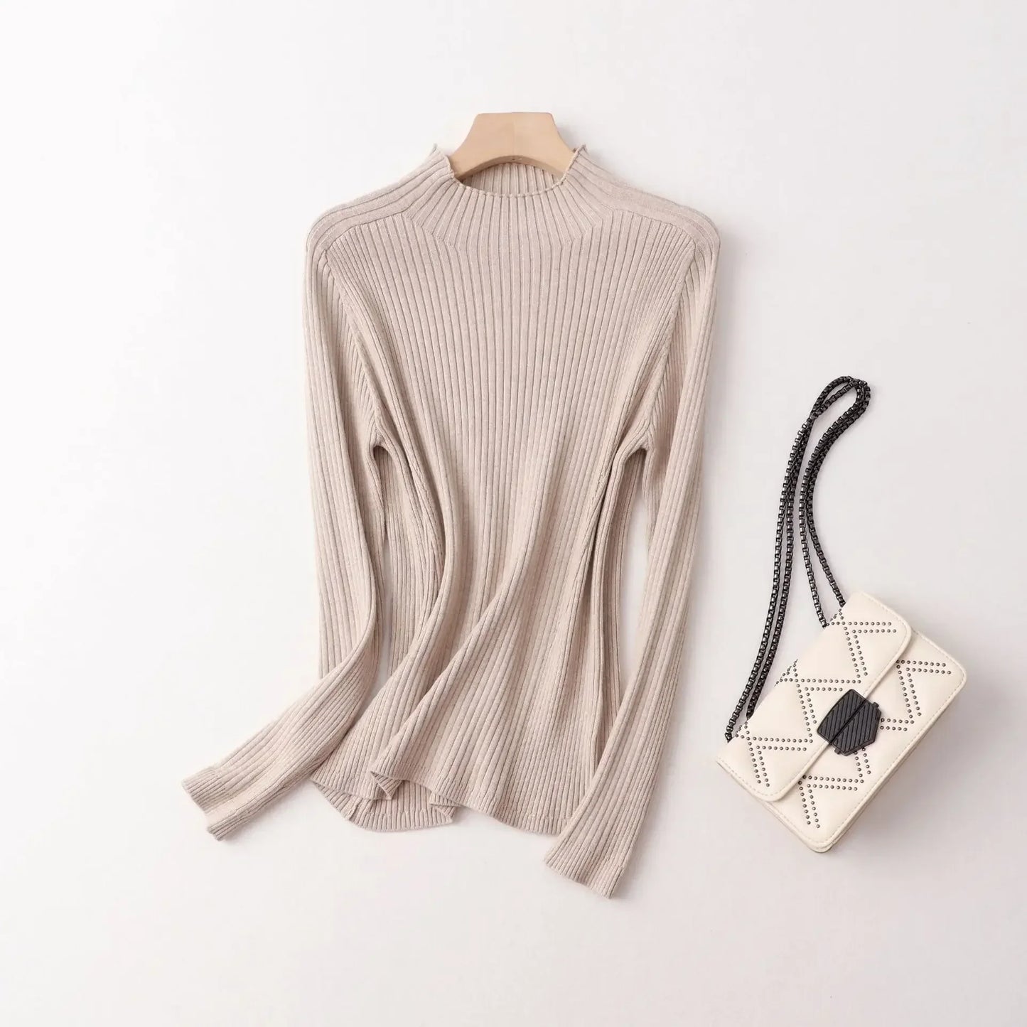 Yuyue Autumn and Winter Silk Cashmere Blended Turtleneck Sweater Women's Korean Version Fashion Slim-fit Pullover Long-sleeved F