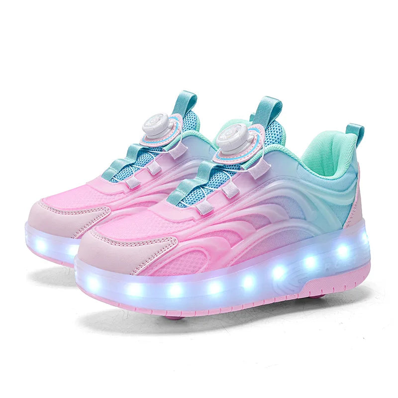 Two Wheels Children's Led Light Roller Skate Shoes For Kids Boys Girls Glowing Sports Luminous Sneakers Skateboard USB Charging.