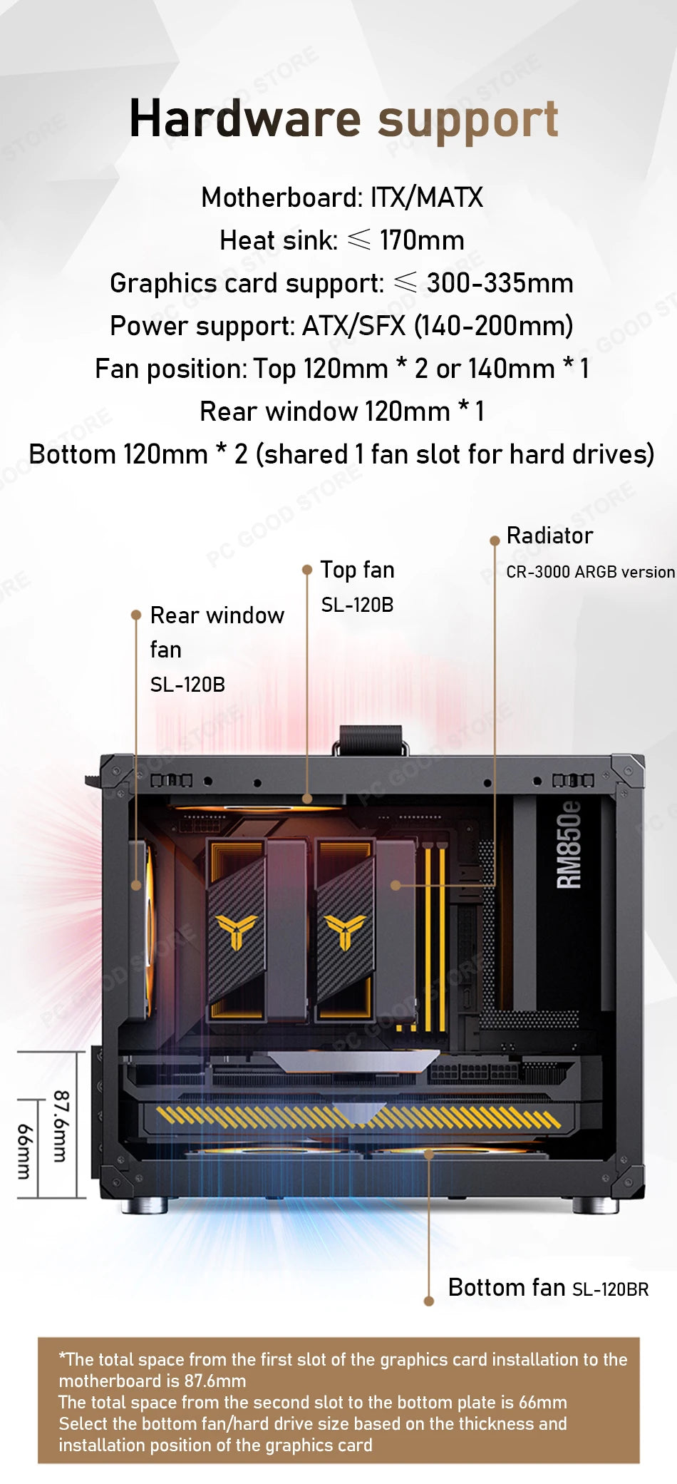 JONSBO C6 MAX Desktop M-ATX Case Type-c Side Transparent Handheld Portable Computer Small Chassis ATX Power Supply.