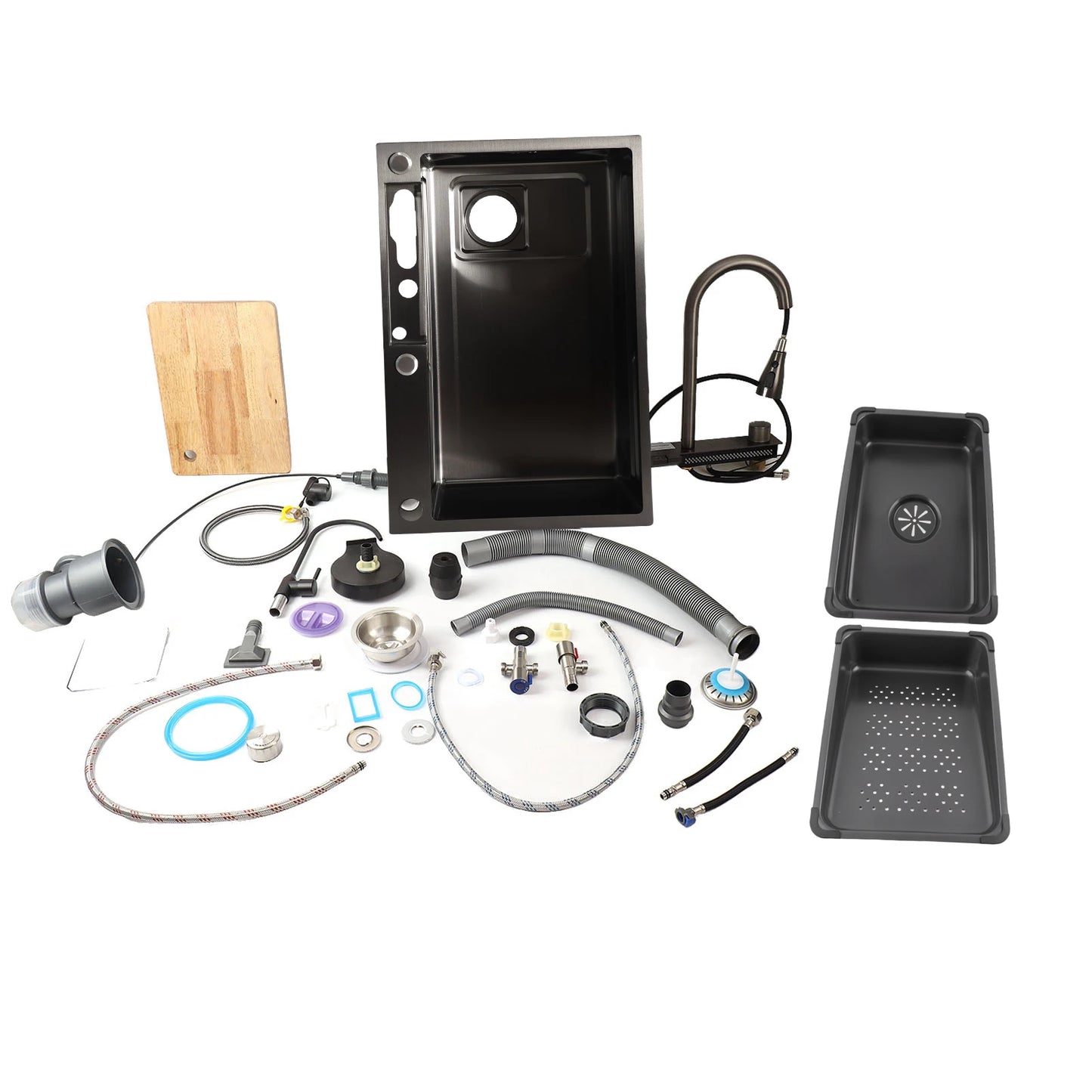 Küchenspüle unter der Theke, 68 x 45 cm, verdickter Edelstahl, Digitalanzeige, Küchenspüle, Unterbauwaschbecken