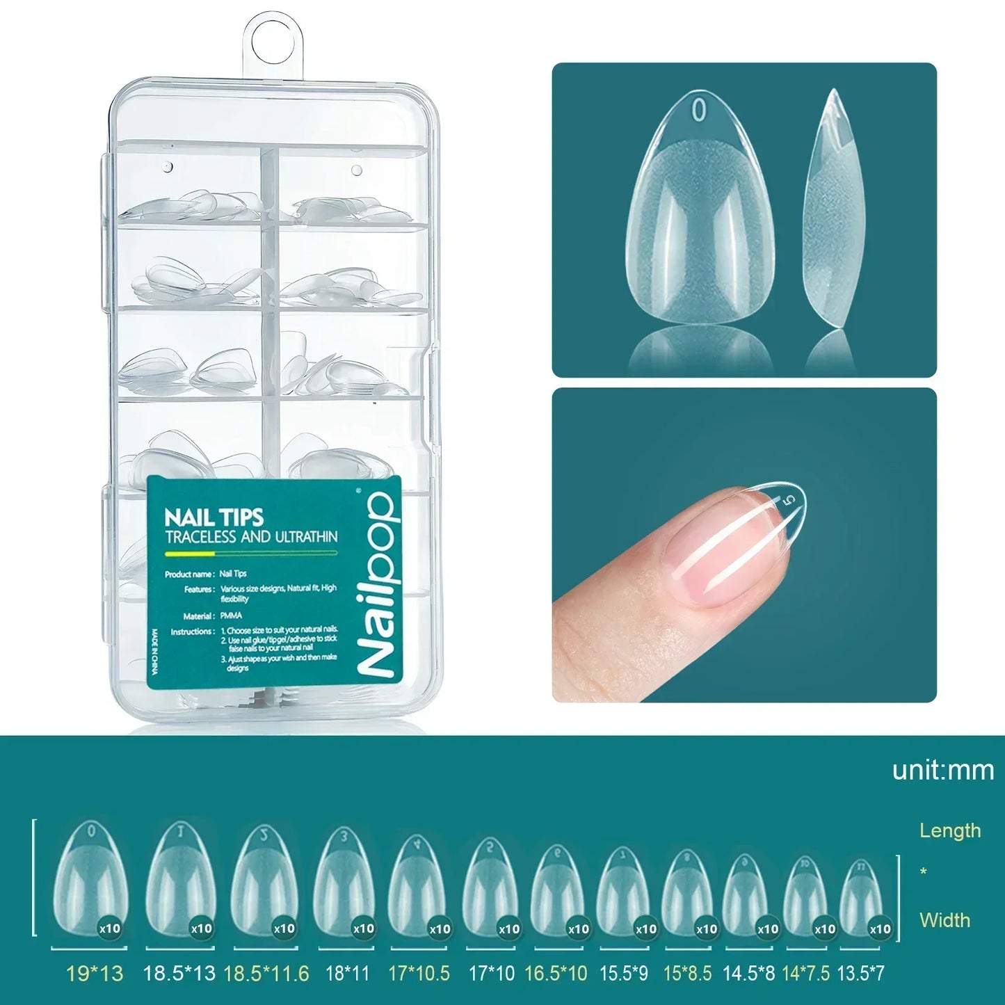 Nailpop 120pcs Acrylic Nails Fake Capsule Short Almond Coffin Square Artificial Nail Extension Soft Gel Tips Accessories Tools