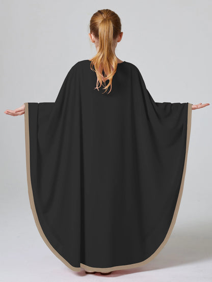 Ramadan Muslim Girls Long Sleeve Chiffon Kids Abaya 2PCS Dress Kebaya Casual Dresses For Party Ramadan Gift (Without Hijab).