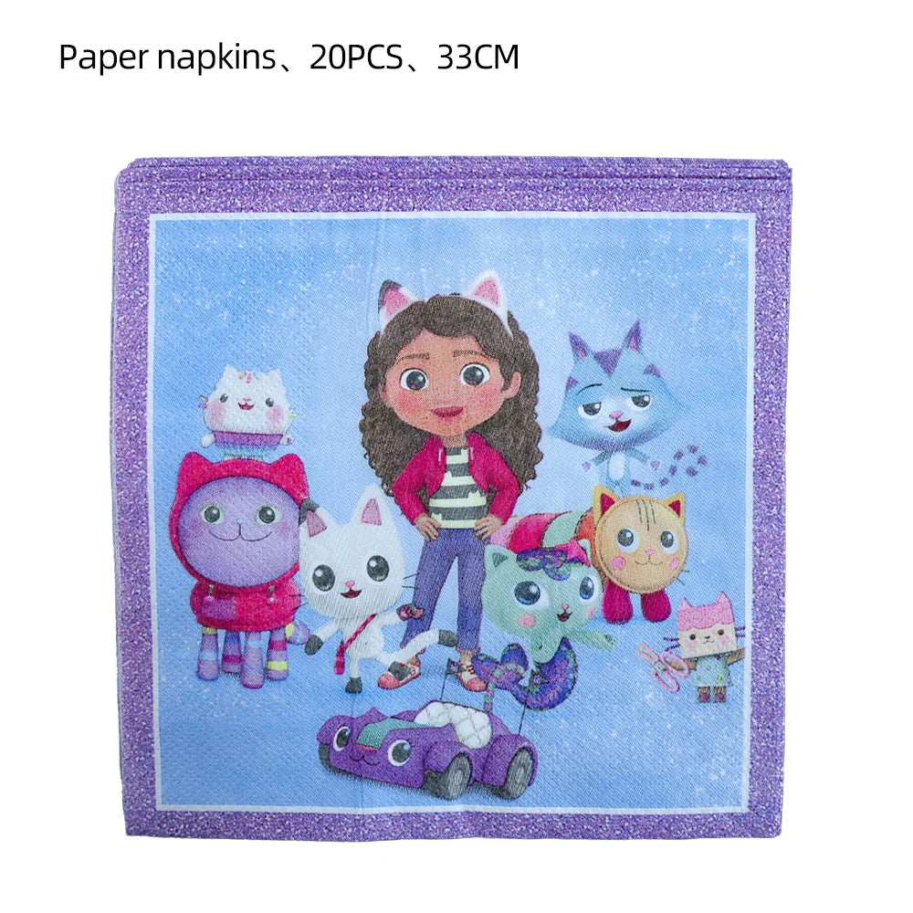 Disney Gabby Puppenhaus Geburtstag Party Dekoration Ballon Servietten Kinder Einweggeschirr Thema Party Supplies Kinder Geschenke