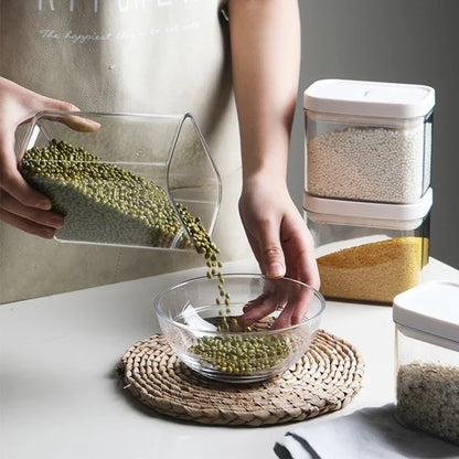 Clear Food Grade Plastic Storage Jar Airtight Seal for Kitchen Snacks Cereals Beans Kitchen Storage Organizer Kitchen Storage.
