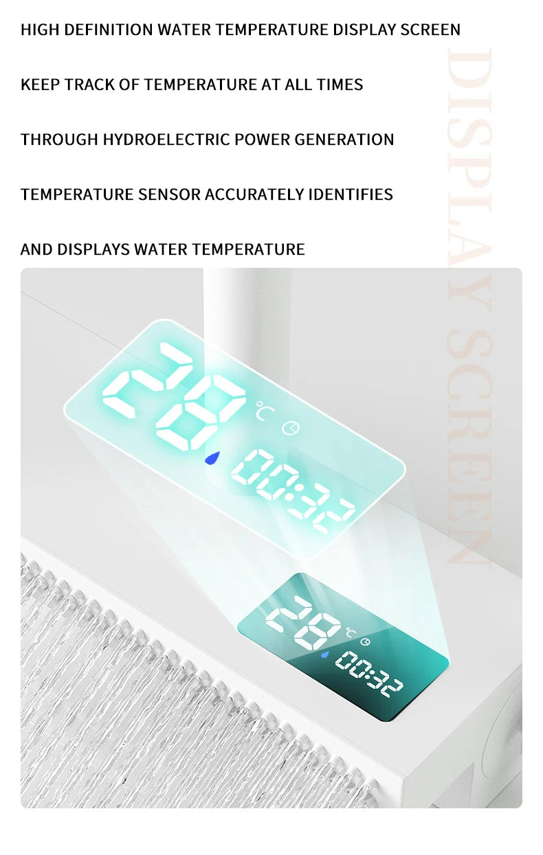 White Stainless Steel Kitchen Sink with Digital Display Multifunction Waterfall Faucet large Wash Basin for Kitchen Accessories