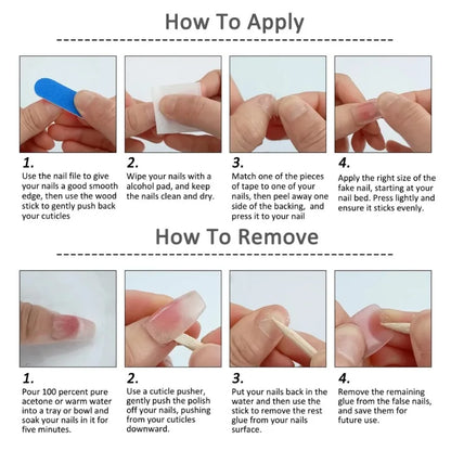 10Pcs White French Handmade Press on Nails Flower Pattern Fake Nails Wearable Stick-on Nails False Nail 네일팁 Накладные Ногти Uñas.