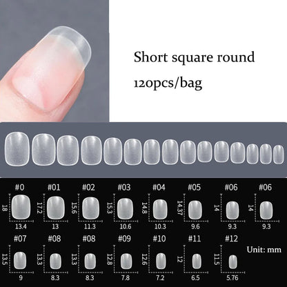120pcs/bag Matte Press On Nail Tips Soft Full Cover False Nails Oval Almond Sculpted Fake Nail
