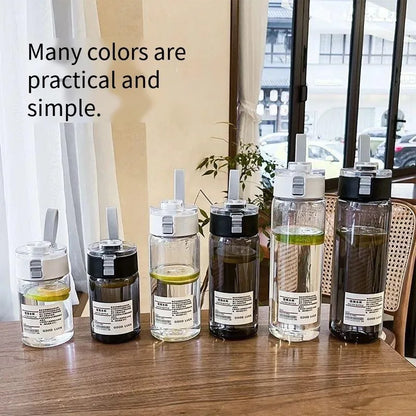 Water Bottle With Time Scale Portable Transparent Kawaii Water Bottle Sports Water Cup Plastic Handy Cup.